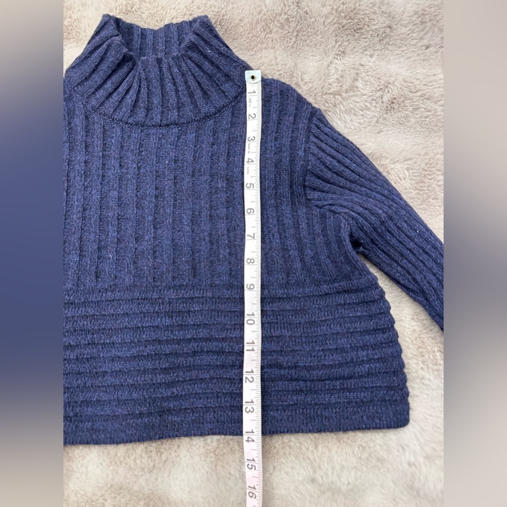 Sarah Pacini Ribbed Indigo Cropped Knit Sweater OS - Picture 8 of 11